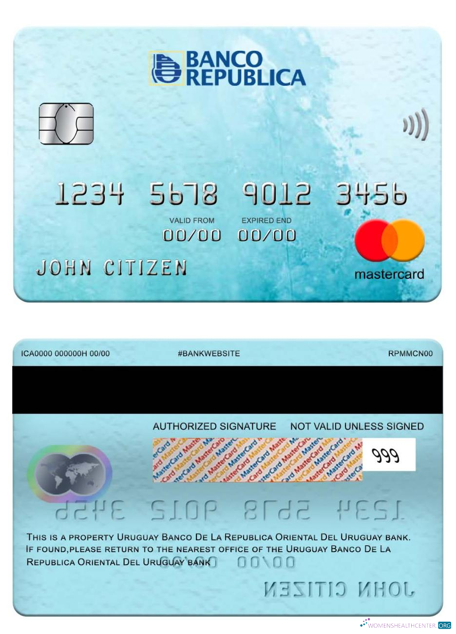 Download Uruguay Banco De La Republica Oriental Del Uruguay bank mastercard Photoshop template
